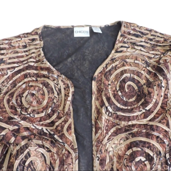 Chico’s Brown Swirl Open Blazer 12 - Picture 5 of 8